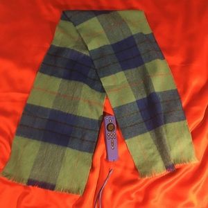 🐍Blue & green Plaid scarf Wool Vintage VTG